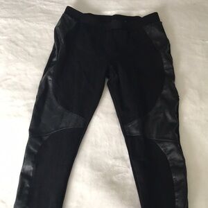 Black Faux Leather Panel Leggings